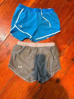 Under Armour Women's Athletic Shorts in Blue and grey.SET OF 2
